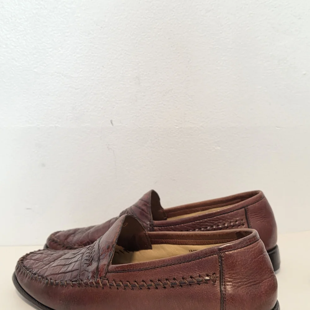Genuine Caiman Alligator Imperial Loafers Brown Florsheim Imperial Mens Sz 38D
